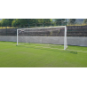 Aluminum football goals 7.32x2.44 m, with ground sleevs, tested in according to UNI EN 748.