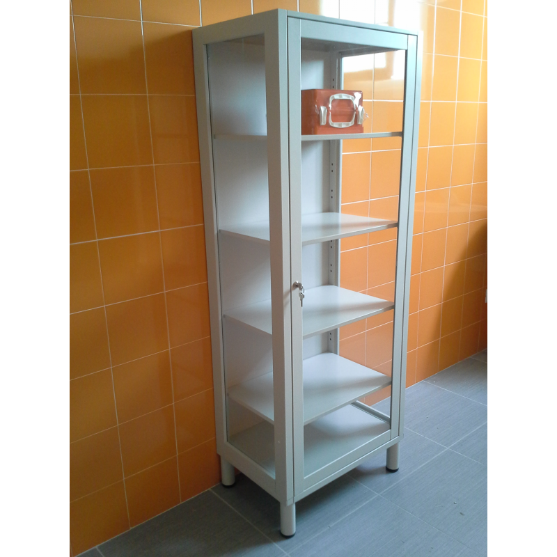 Tempered glass single door cabinet